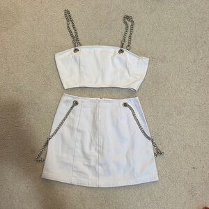 White Denim Carmar Chain Top & Mini Skirt